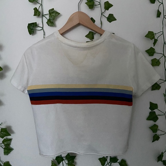 Rainbow stripe white crop top - Picture 3 of 3